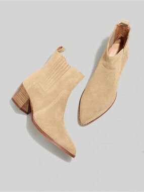 Madewell The Western Ankle Boot in Suede | walnut shell tan | size 7.5